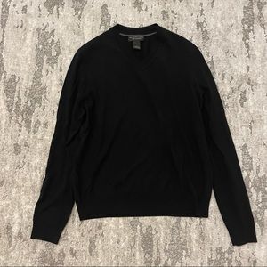 Bloomingdale’s Mens V Neck Sweater, Black Merino Wool